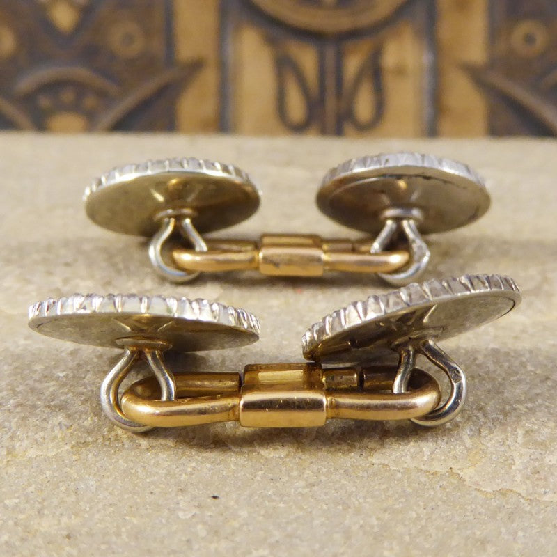Antique Edwardian Diamond & Enamel Cufflinks