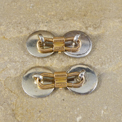 Antique Edwardian Diamond & Enamel Cufflinks