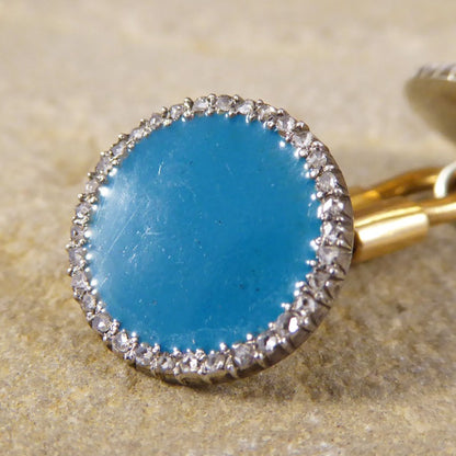 Antique Edwardian Diamond & Enamel Cufflinks