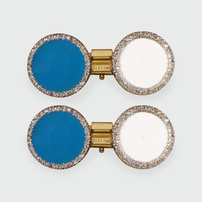 Antique Edwardian Diamond & Enamel Cufflinks