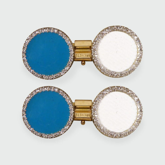 Antique Edwardian Diamond & Enamel Cufflinks