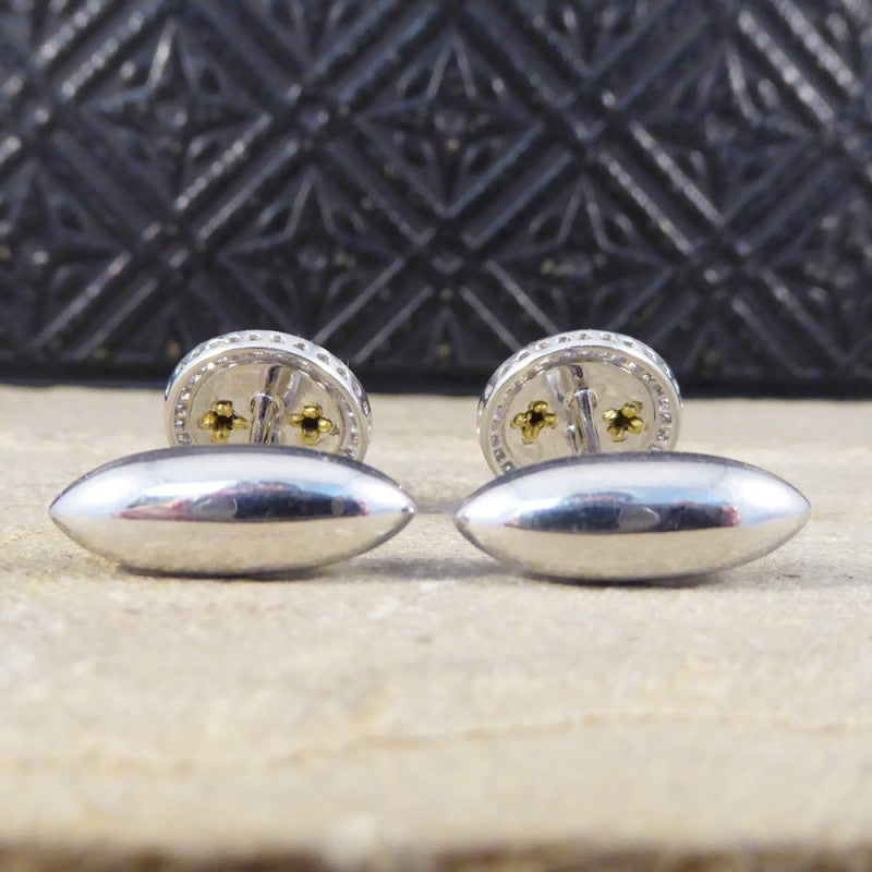 Green Enamel & Diamond Halo Cufflinks