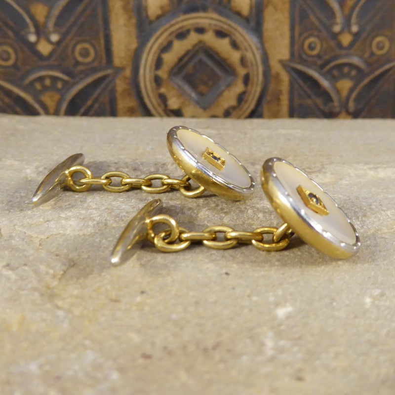 Antique Edwardian Mother of Pearl & Sapphire Cufflinks