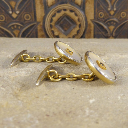 Antique Edwardian Mother of Pearl & Sapphire Cufflinks