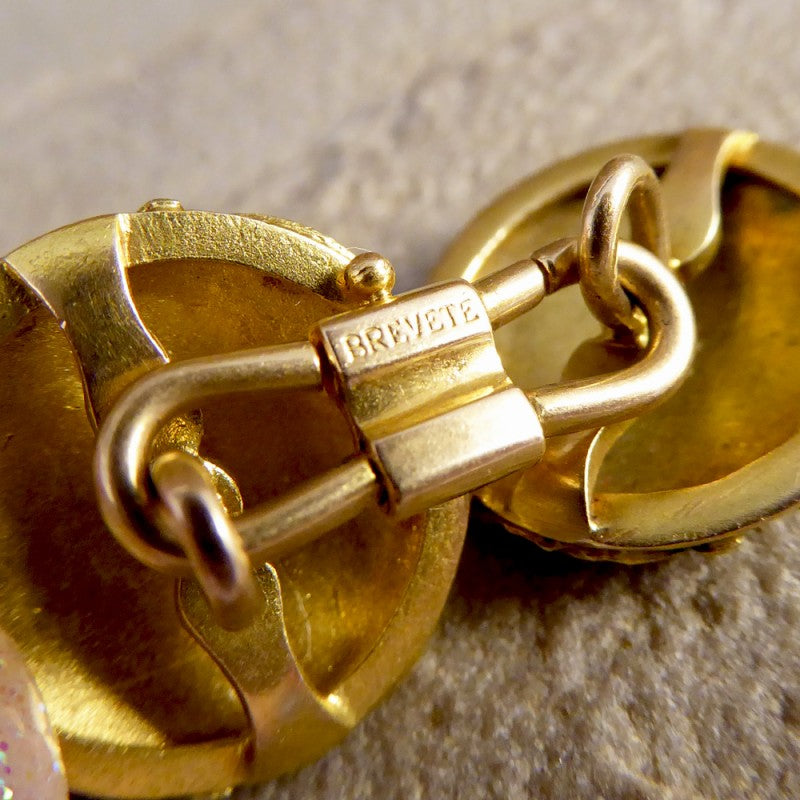 Fine Antique Victorian Blue Enamel 18ct Yellow Gold Cufflinks