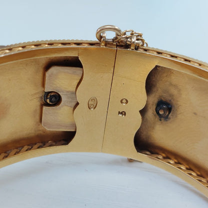 Carlo Giuliano Moonstone and Diamond Gold Bracelet Bangle