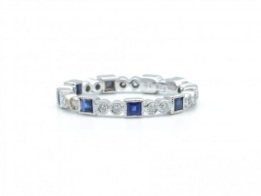 Carré Cut Sapphire and Brilliant Cut Diamond Eternity