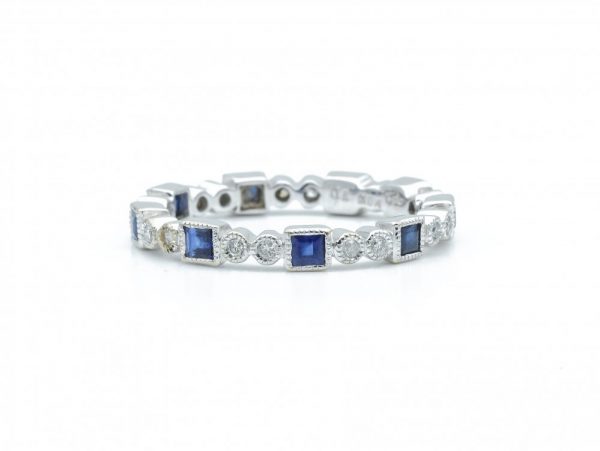 Carré Cut Sapphire and Brilliant Cut Diamond Eternity