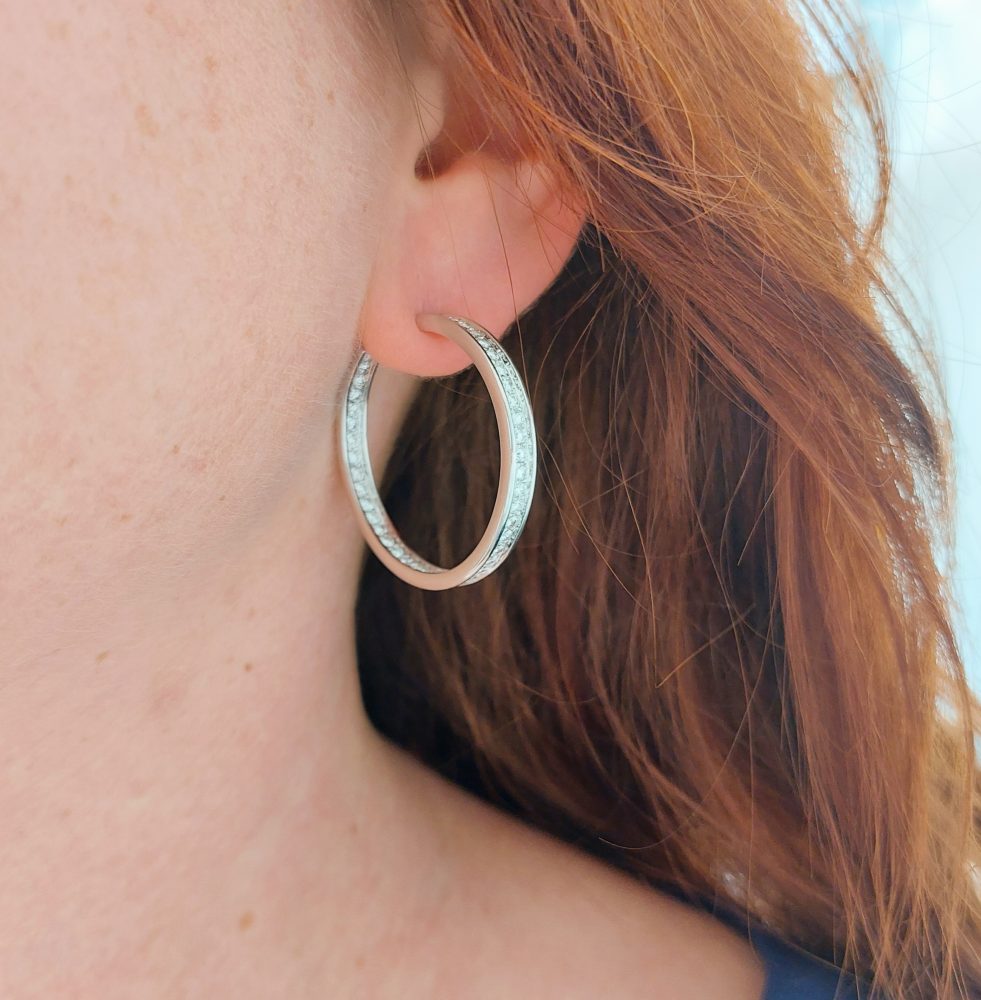 Cartier 3cts Diamond Hoop Earrings