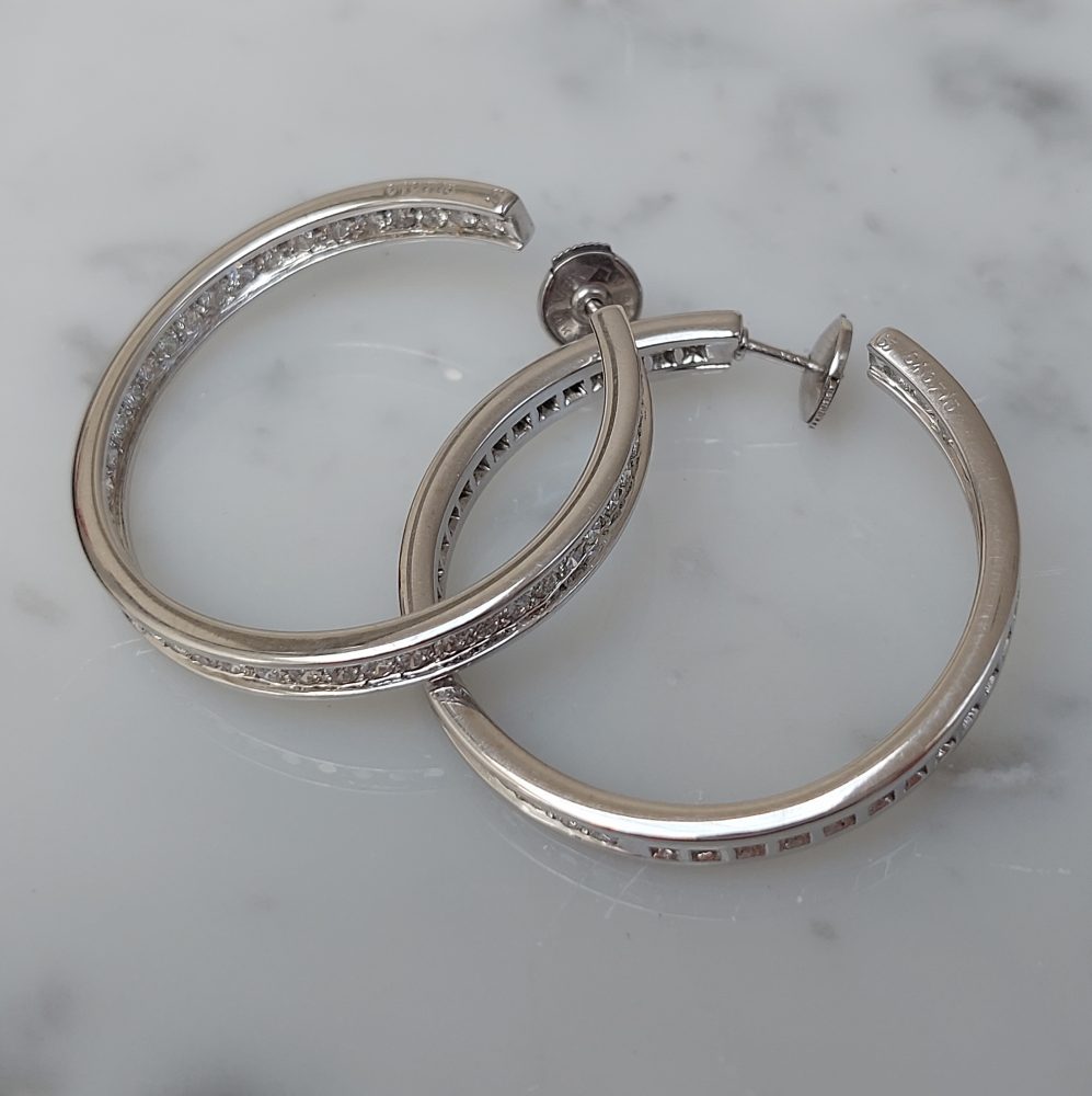 Cartier 3cts Diamond Hoop Earrings