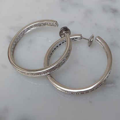 Cartier 3cts Diamond Hoop Earrings