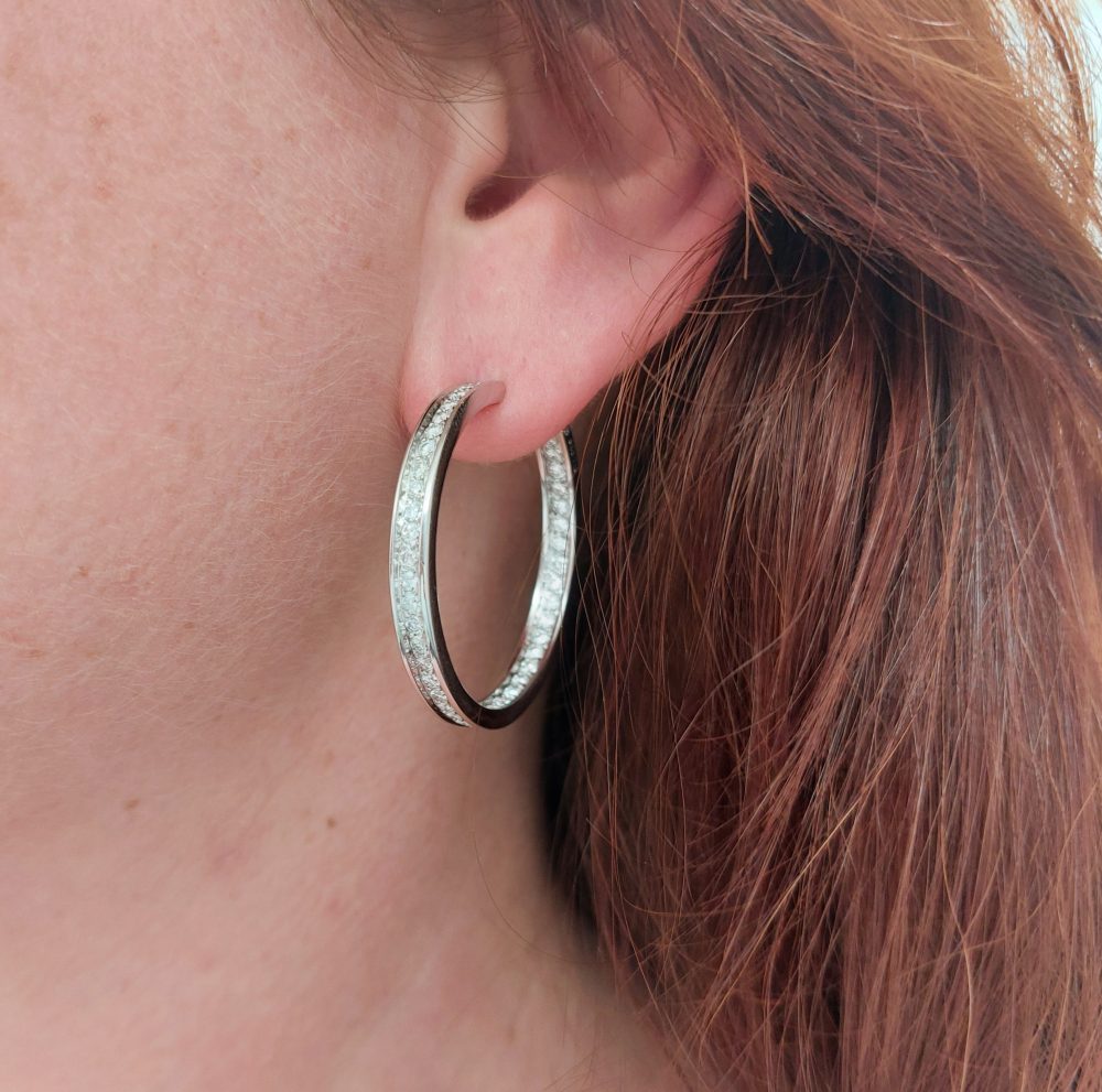 Cartier 3cts Diamond Hoop Earrings