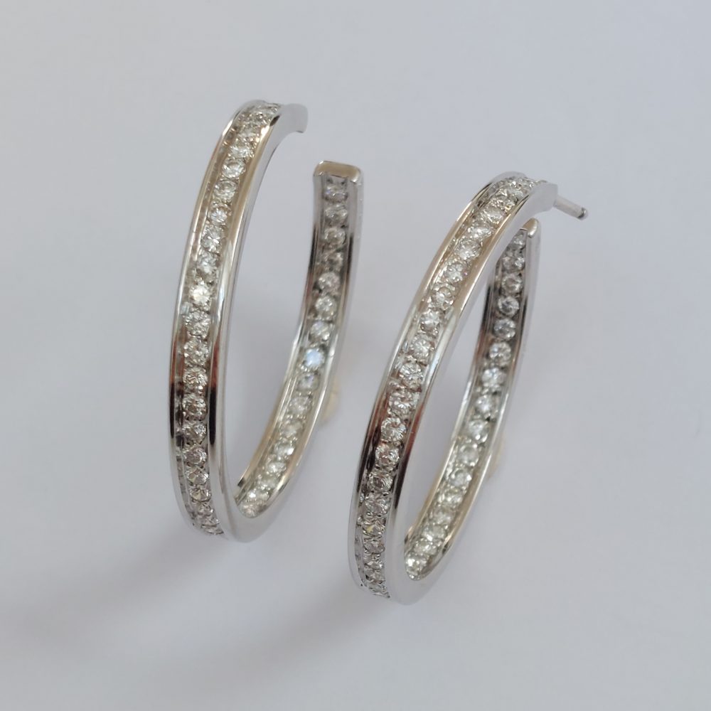 Cartier 3cts Diamond Hoop Earrings