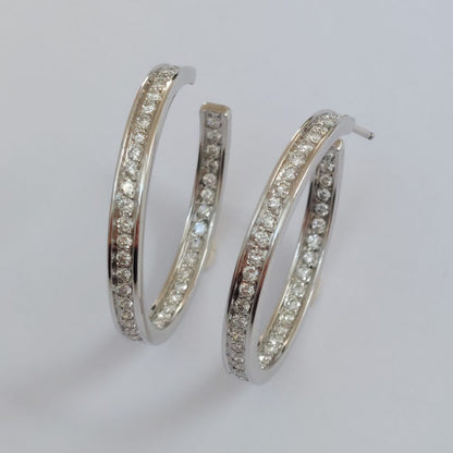 Cartier 3cts Diamond Hoop Earrings