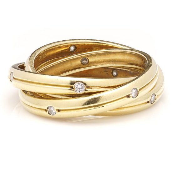 Vintage Cartier Diamond Set Constellation Trinity Gold Ring