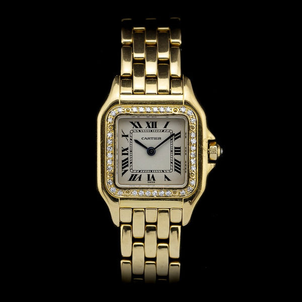 Ladies Cartier Panthere 866919 Ladies 18ct Yellow Gold Quartz Watch with Factory Diamonds, 22mm case with factory diamond bezel and solid gold bracelet strap