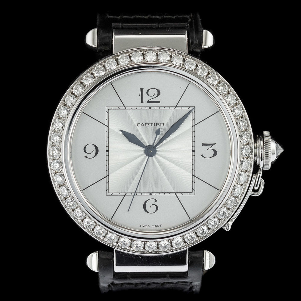 Cartier Pasha 42mm WJ120251 Watch with Diamond Bezel, Box and Papers, extra large unisex in original Red Cartier box, instruction booklet and stamped warranty
