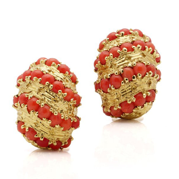 Cartier Signori and Bondioli Coral and Gold Earrings