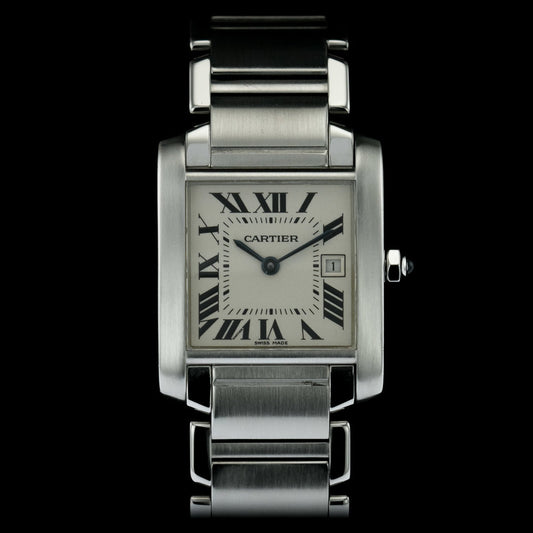 Cartier Tank Francaise Mid Size Stainless Steel W51011Q3 Quartz Watch