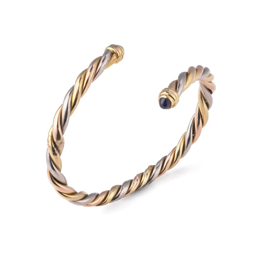 Cartier Trinity 18KT Gold Bangle with Cabochon Sapphires, Circa 1970s