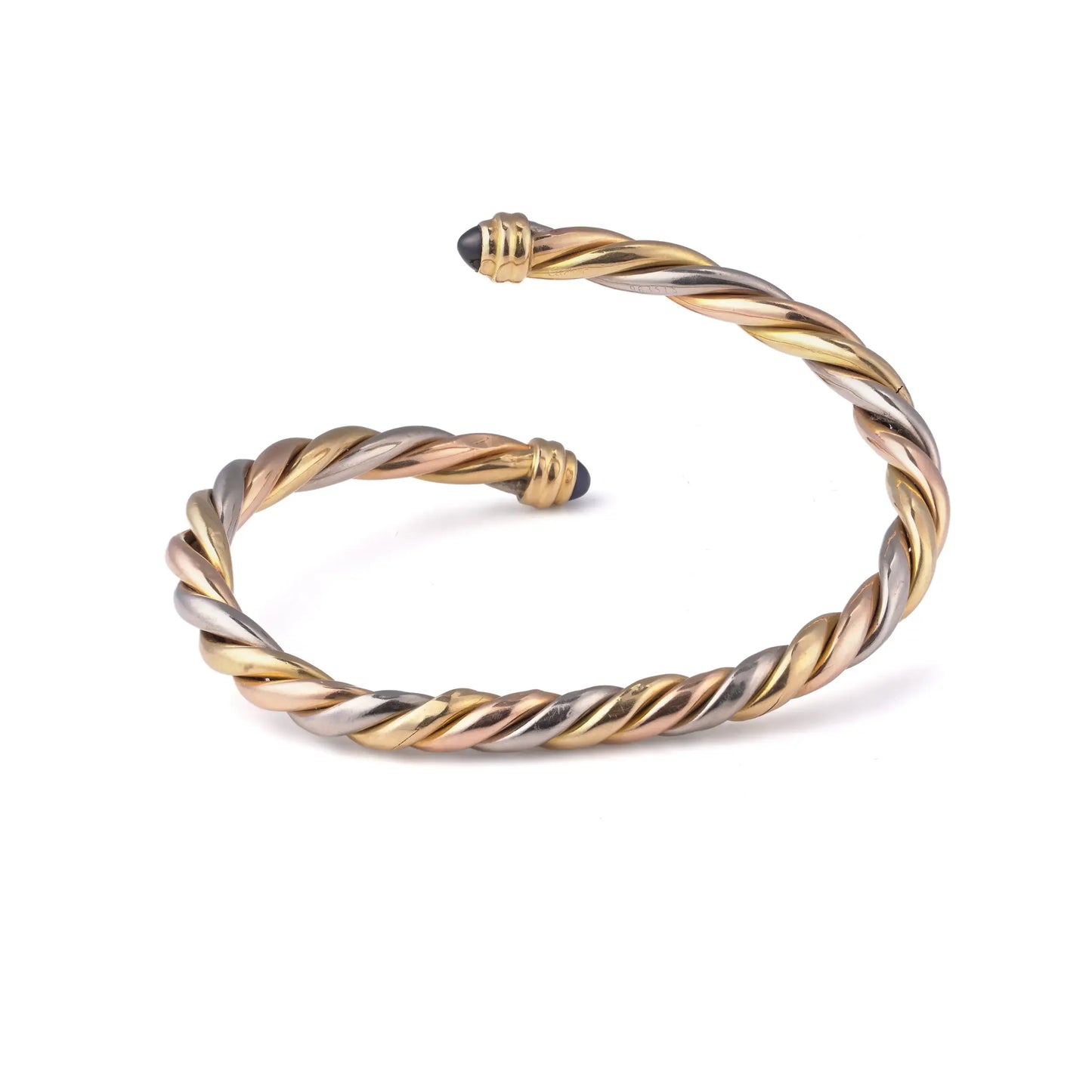 Cartier Trinity 18KT Gold Bangle with Cabochon Sapphires, Circa 1970s