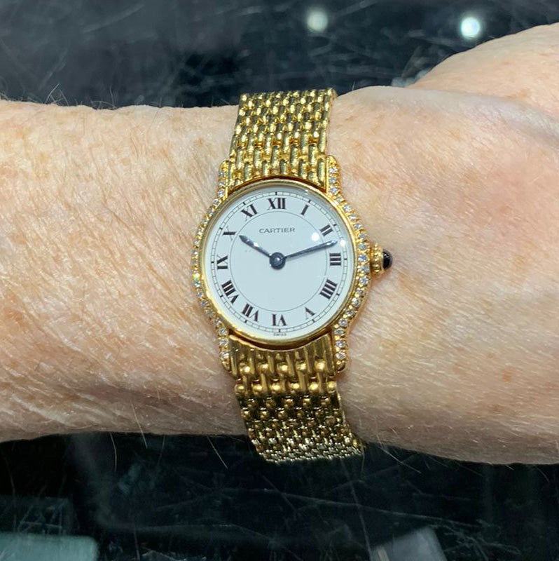 Cartier Classic Round Ladies 18ct Yellow Gold Original Diamond Case