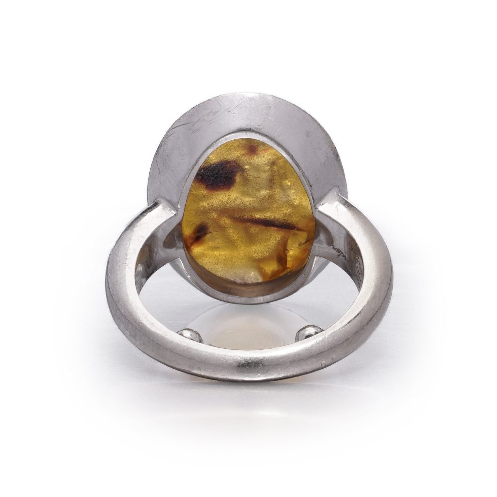 Cartier 18 Carat White Gold Amber Intaglio Ring