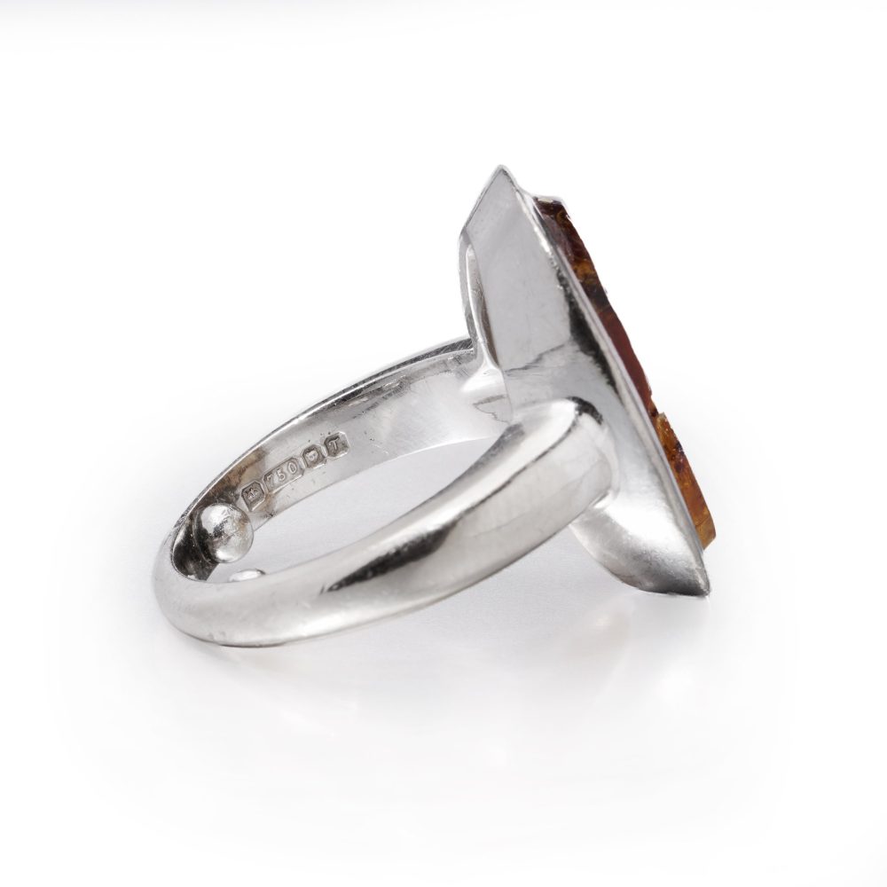 Cartier 18 Carat White Gold Amber Intaglio Ring