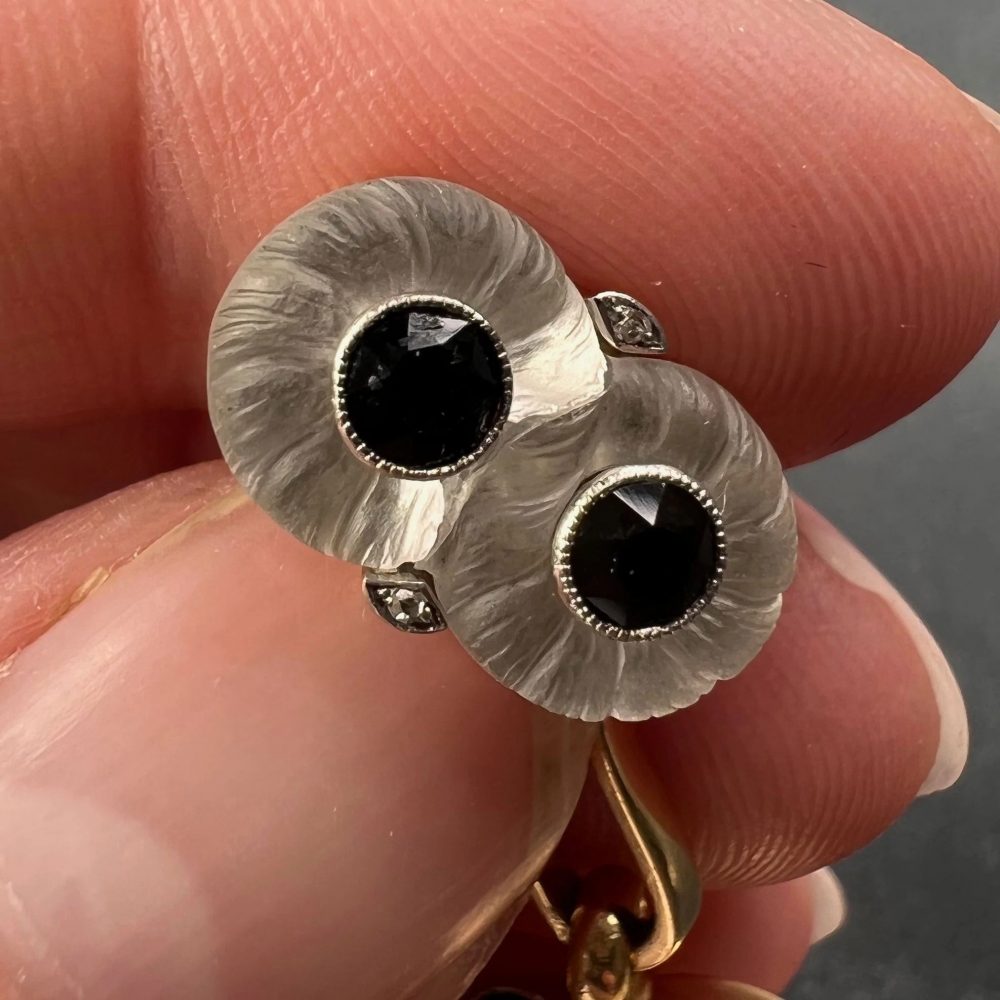Carved Rock Crystal and Black Onyx Cufflinks