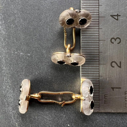 French Carved Rock Crystal and Black Onyx Cufflinks
