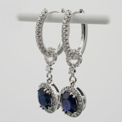Certified 3.98ct Burma Sapphire Diamond Day and Night Earrings