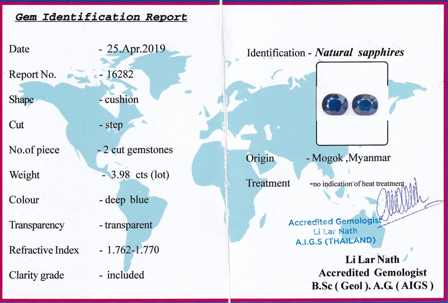 Certified 3.98ct Burma Sapphire Diamond Day and Night Earrings