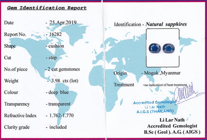 Certified 3.98ct Burma Sapphire Diamond Day and Night Earrings