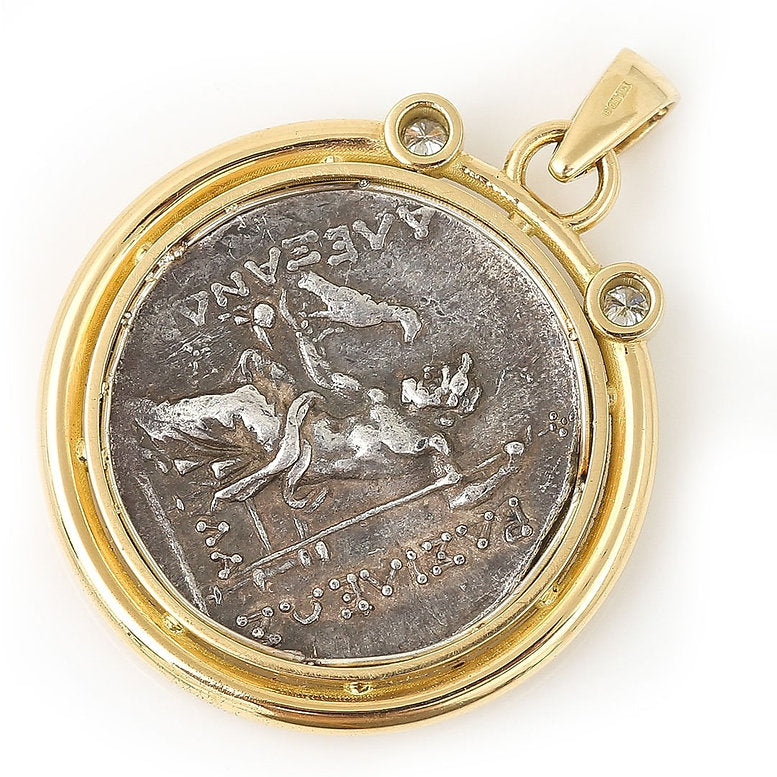 Certified Original Alexander The Great Coin Pendant with Diamonds