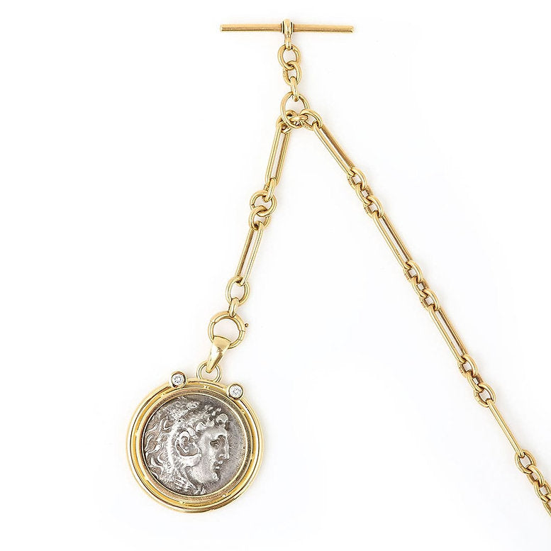 Certified Original Alexander III The Great Coin Pendant with Diamonds