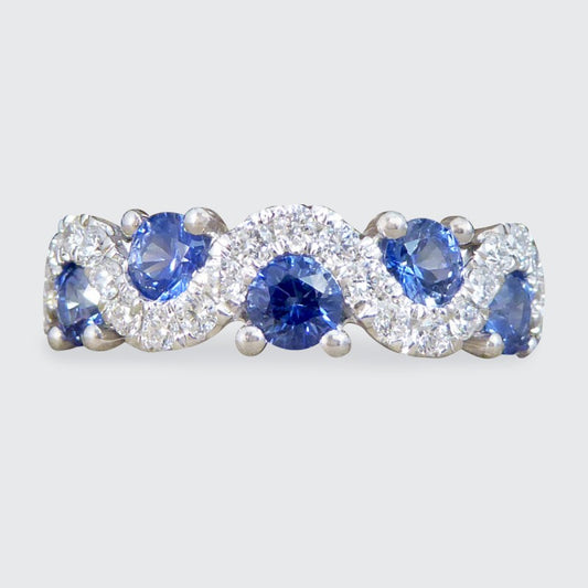 Ceylon Sapphire and Diamond Lazy River Band Ring
