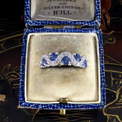 Ceylon Sapphire and Diamond Lazy River Band Ring