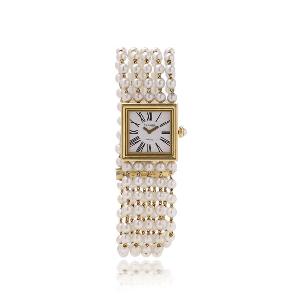 Chanel Mademoiselle 18 Carat Yellow Gold And Pearl Wristwatch