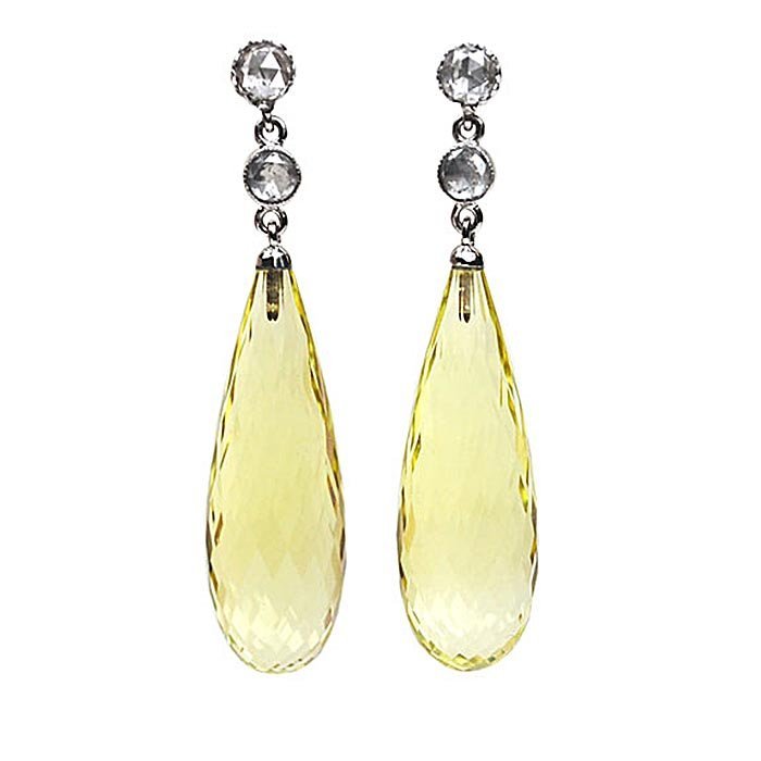 Citrine and Diamond Drop Earrings
