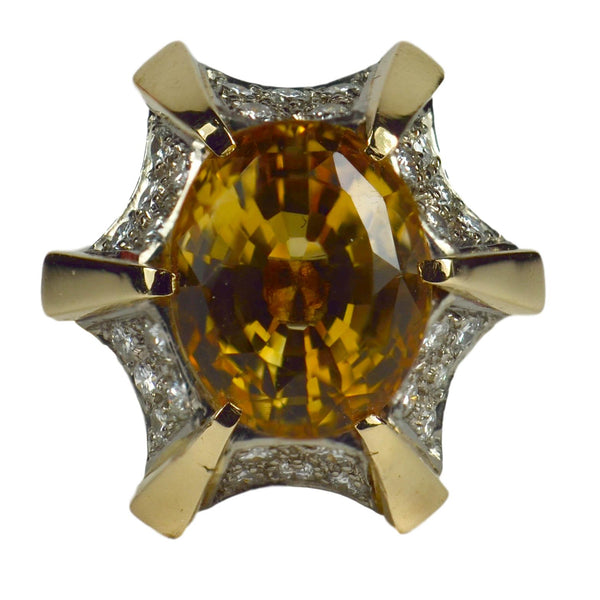 16ct Citrine and Diamond Oval Cocktail Ring in 18ct Gold