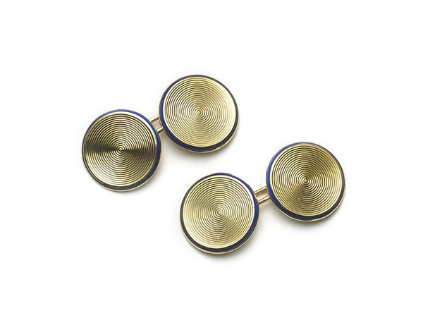 Antique Enamel and Gold Disc Cufflinks