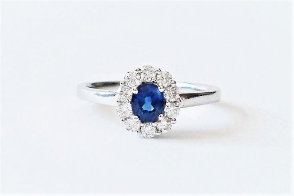 Classic 0.50ct Sapphire and Diamond Oval Cluster Ring