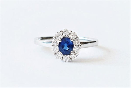 Classic 0.50ct Sapphire and Diamond Oval Cluster Ring