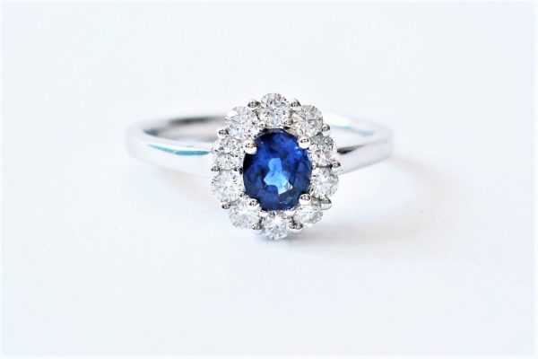 Classic 0.50ct Sapphire and Diamond Oval Cluster Ring