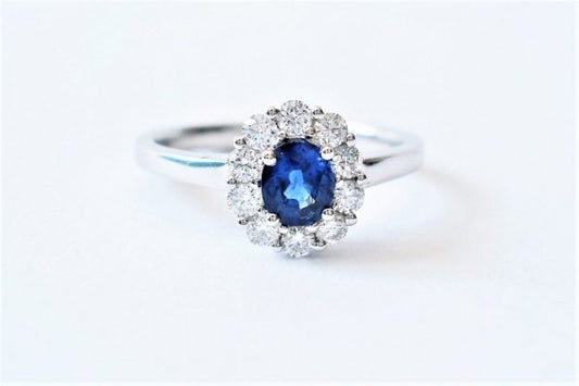 Classic 0.50ct Sapphire and Diamond Oval Cluster Ring