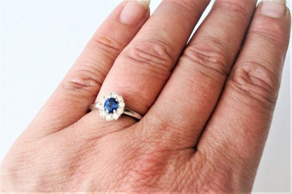 Classic 0.50ct Sapphire and Diamond Oval Cluster Ring