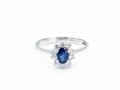 Classic Oval Sapphire and Diamond Cluster Ring