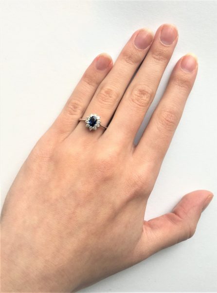 Classic Oval Sapphire and Diamond Cluster Ring