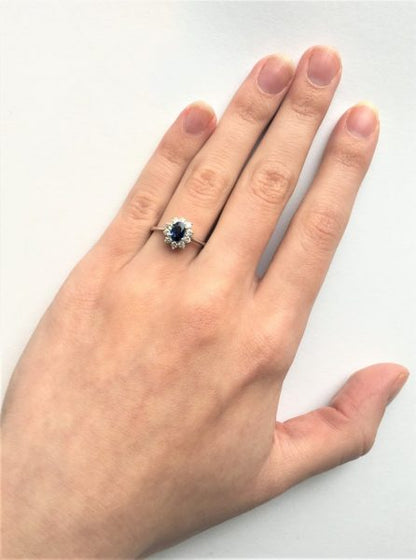 Classic Oval Sapphire and Diamond Cluster Ring
