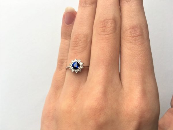Classic Sapphire and Diamond Cluster Ring